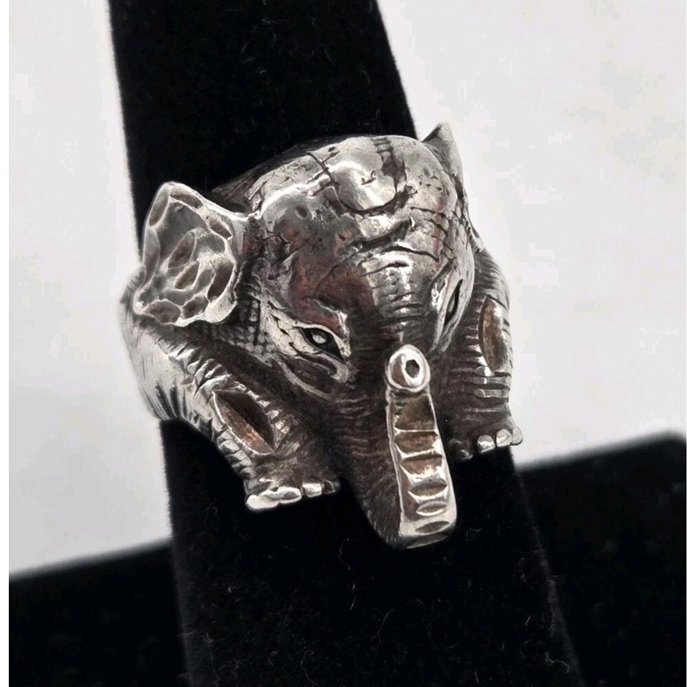 Vtg Native American Shubes Manufacturing Elephant Sterling Silver Ring Sz 6.25